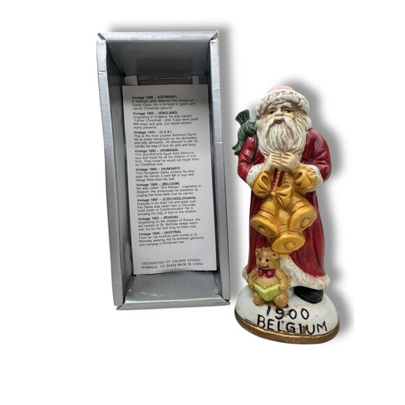 Caldor Stories 1900 Belgium Santa Porcelain Figurine with Box  5” - Picture 2 of 5